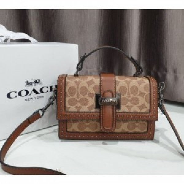 CH studded flap sling bag with box
