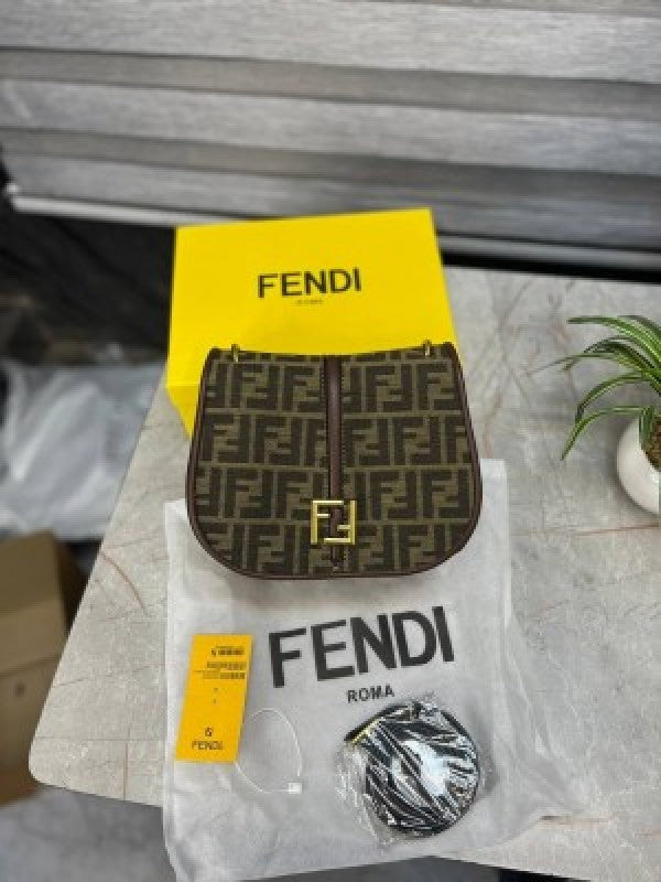 FD Boston Brown FF jacquard Fabric Bag