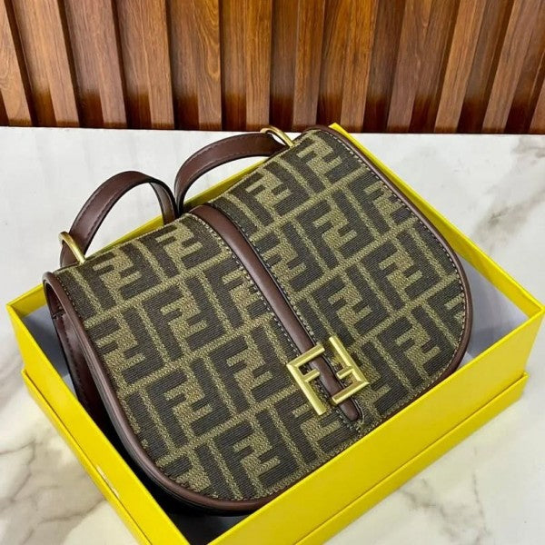 FD Boston Brown FF jacquard Fabric Bag