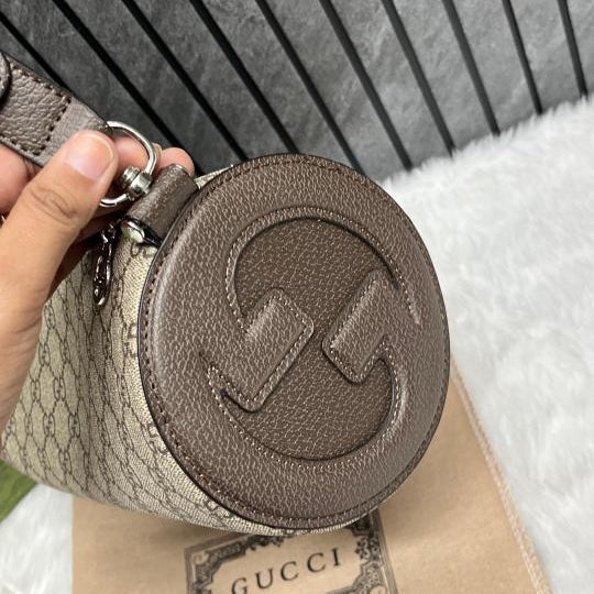 Gci GG Supreme Round Vanity Crossbody Bag With Box
