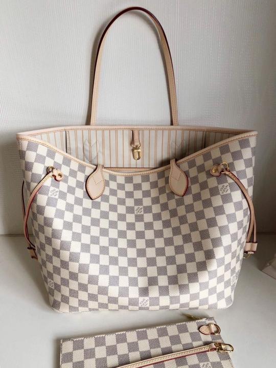 LV NEVERFULL chex PATTERN PREMIUM QUALITY WITH OG BOX