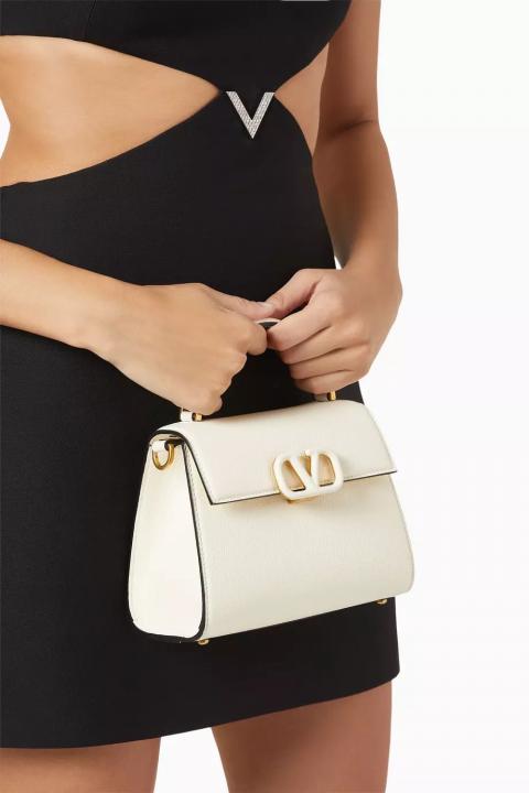 Val White Sling Shoulder Bag With Dust Cover