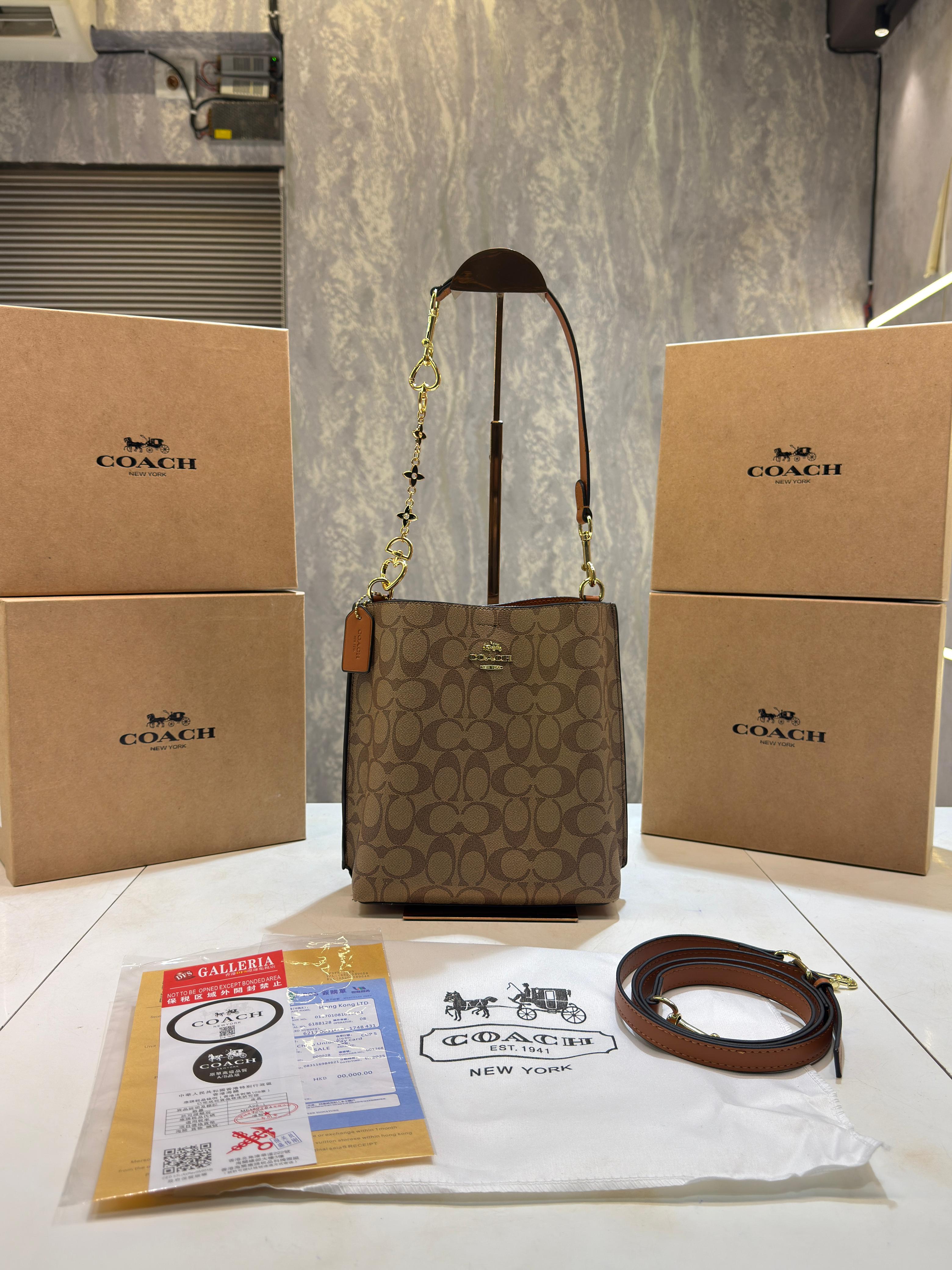 CH mollie signature bucket bag with extra long sling and carry bag