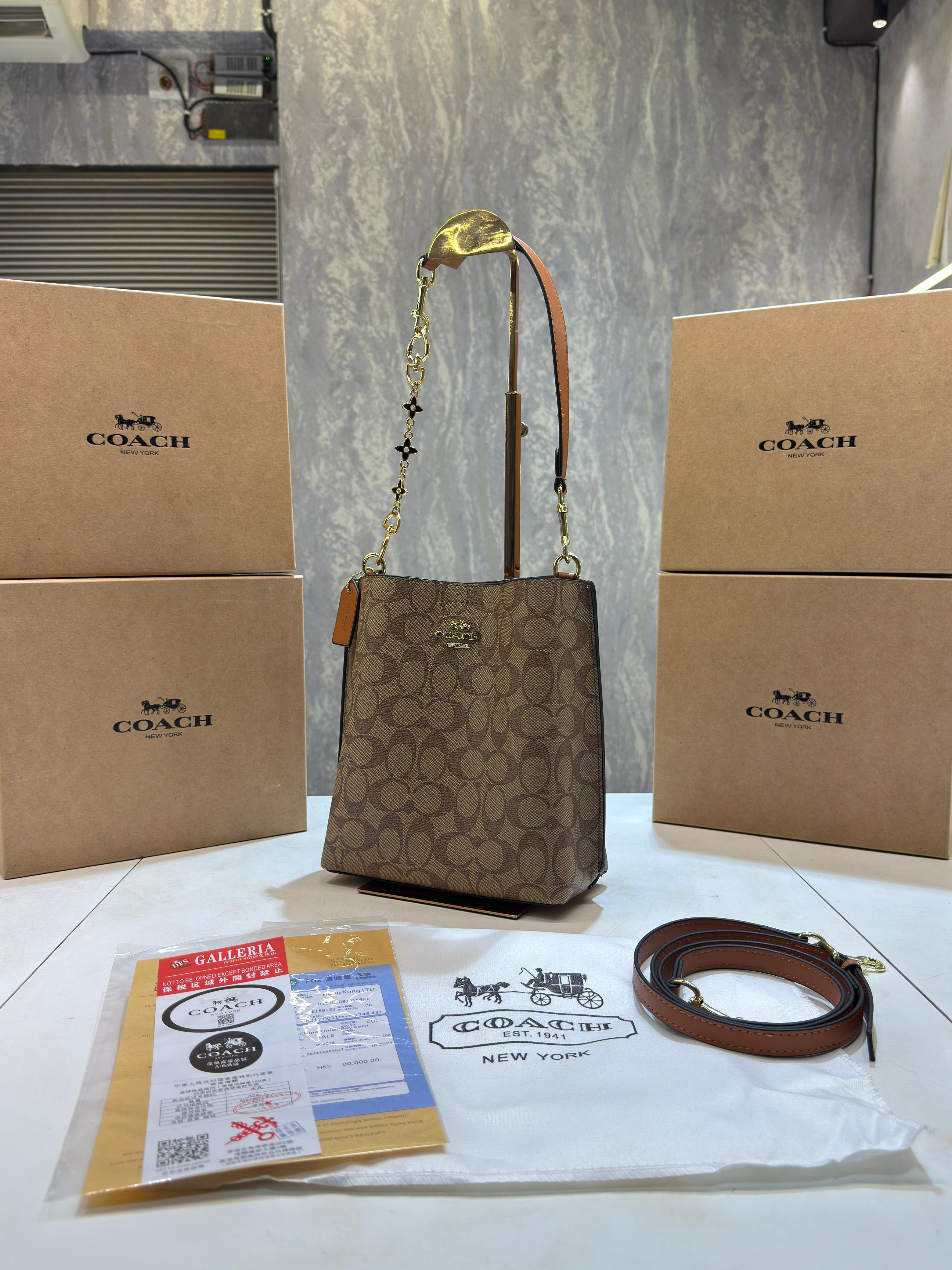 CH mollie signature bucket bag with extra long sling and carry bag