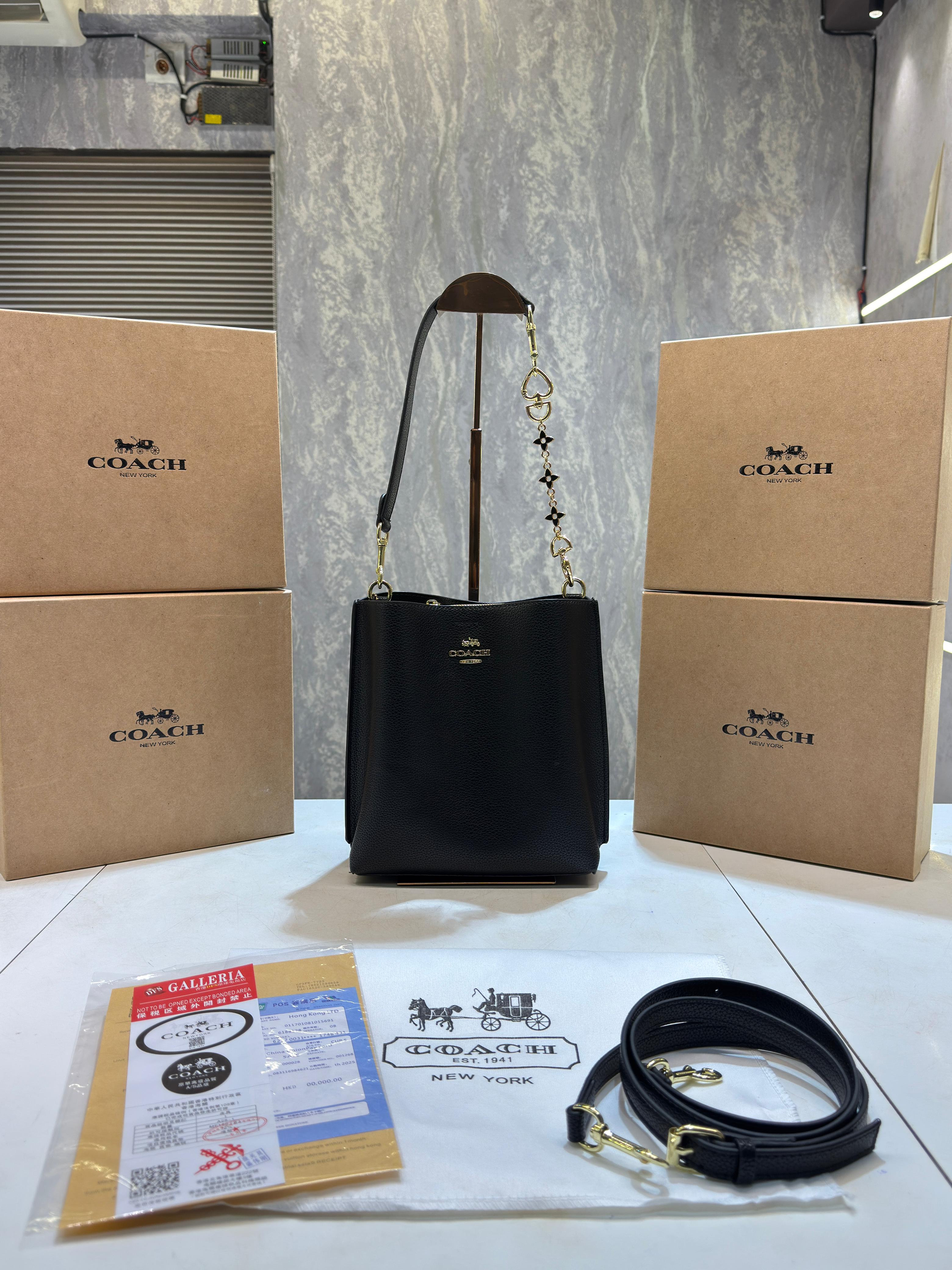 CH mollie signature bucket bag with extra long sling and carry bag