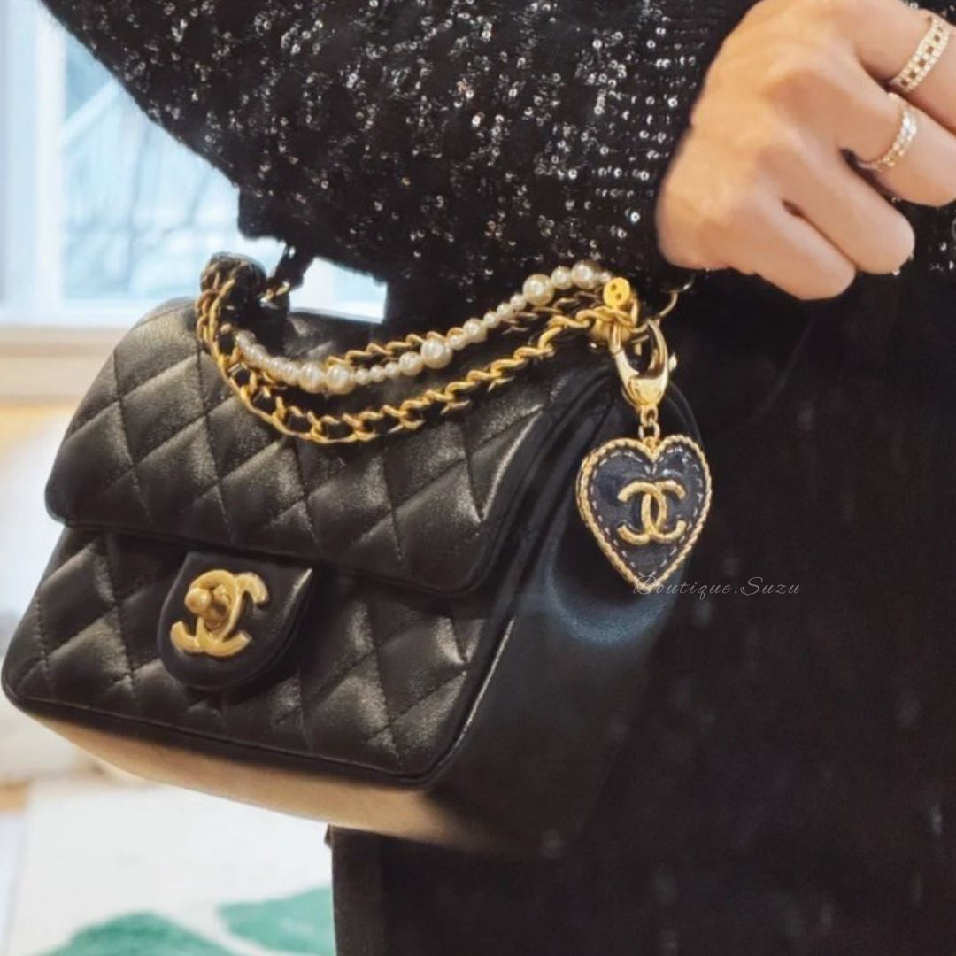 CN Cambon Line Black Quilted Leather Shoulder Bag with box