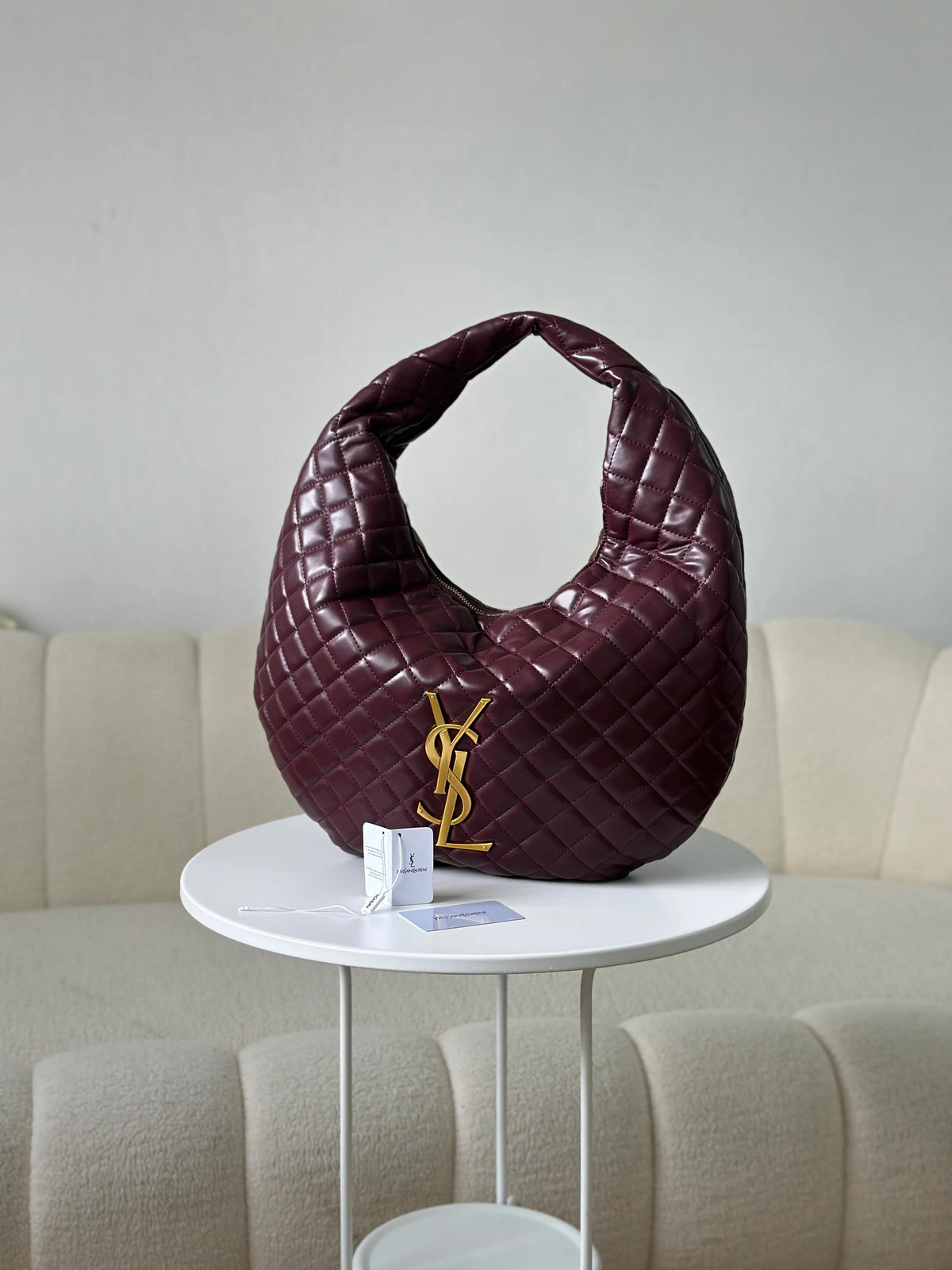 Saint Icare Quilted Nappa Hobo Shoulder Tote Bag