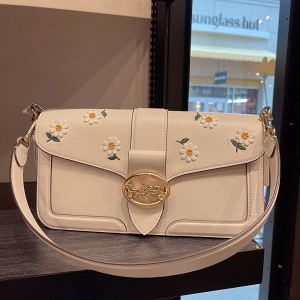 CH Georgie flower daisy embroidery tabby shoulder bag with box
