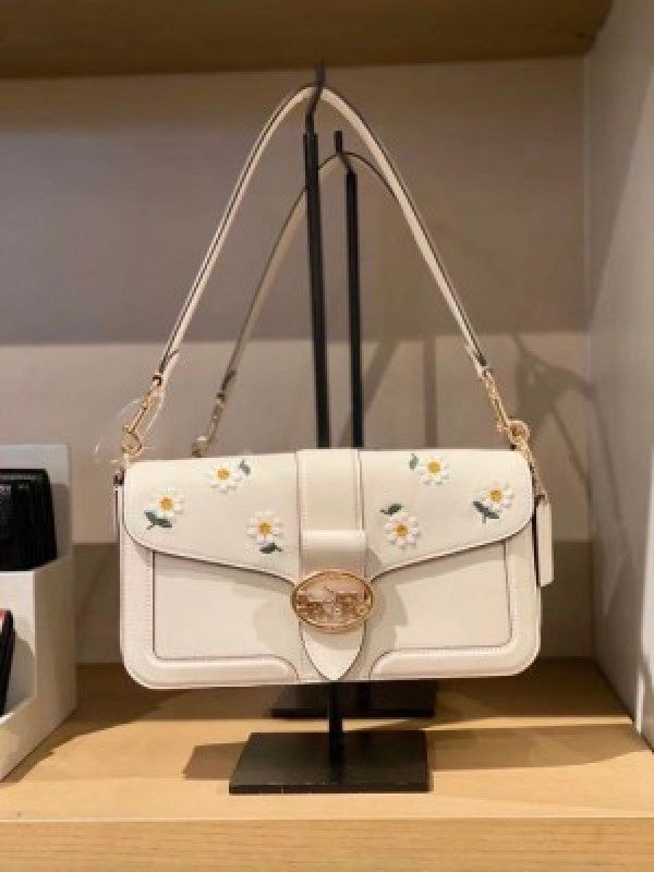 CH Georgie flower daisy embroidery tabby shoulder bag with box