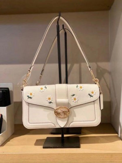 CH Georgie flower daisy embroidery tabby shoulder bag with box
