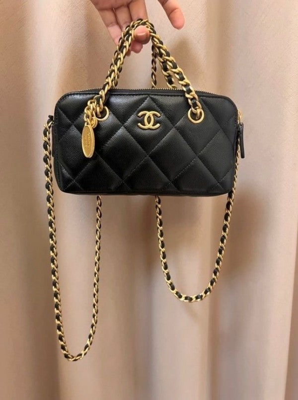 CN Retro Shopping Zipped Phone Holder bag with box and premium quality