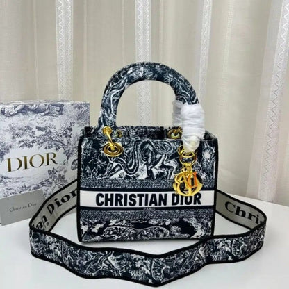 Dio Lady Tiger Print Black Sling Bag With Box Dust bag Sling belt