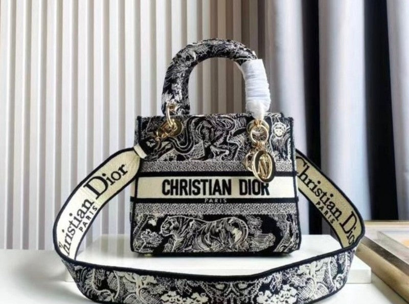 Dio Lady Tiger Print Black Sling Bag With Box Dust bag Sling belt