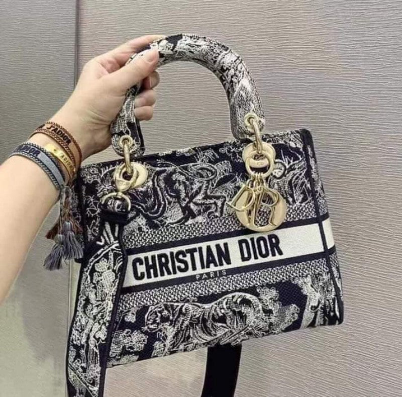 Dio Lady Tiger Print Black Sling Bag With Box Dust bag Sling belt