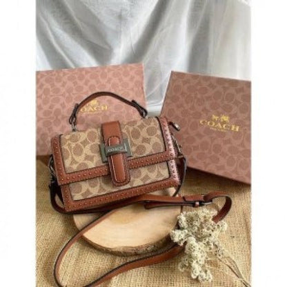CH studded flap sling bag with box