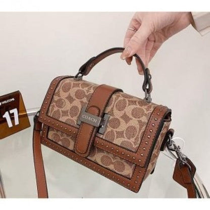 CH studded flap sling bag with box