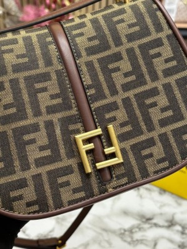FD Boston Brown FF jacquard Fabric Bag