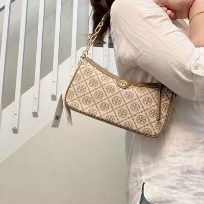 TB T MONOGRAM JACQUARD SHOULDER BAG ADJUSTABLE STRAP WITH BOX