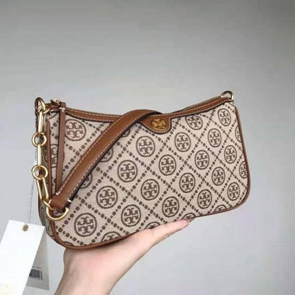 TB T MONOGRAM JACQUARD SHOULDER BAG ADJUSTABLE STRAP WITH BOX