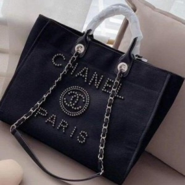 CN deauville pearl canvas tote bag black