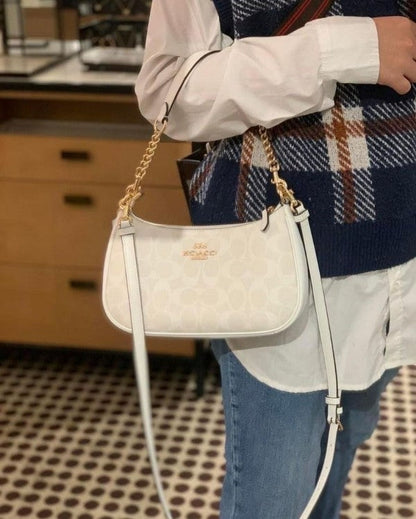 CH teri shoulder bag in signature canvas bag with box