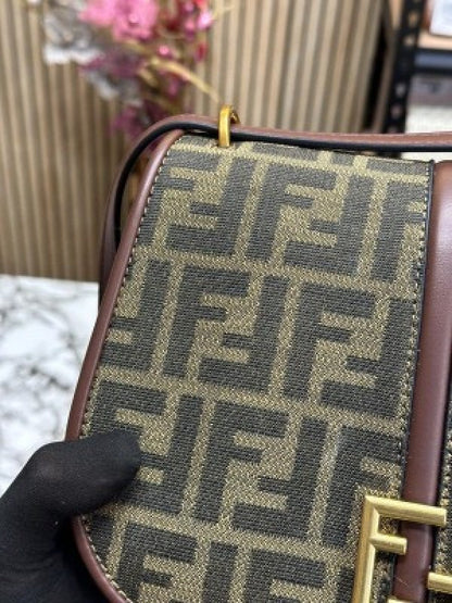 FD Boston Brown FF jacquard Fabric Bag