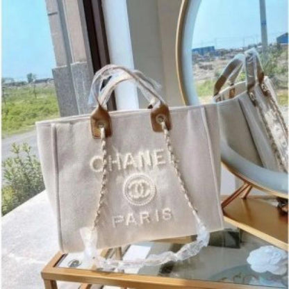 CN deauville pearl canvas tote bag black