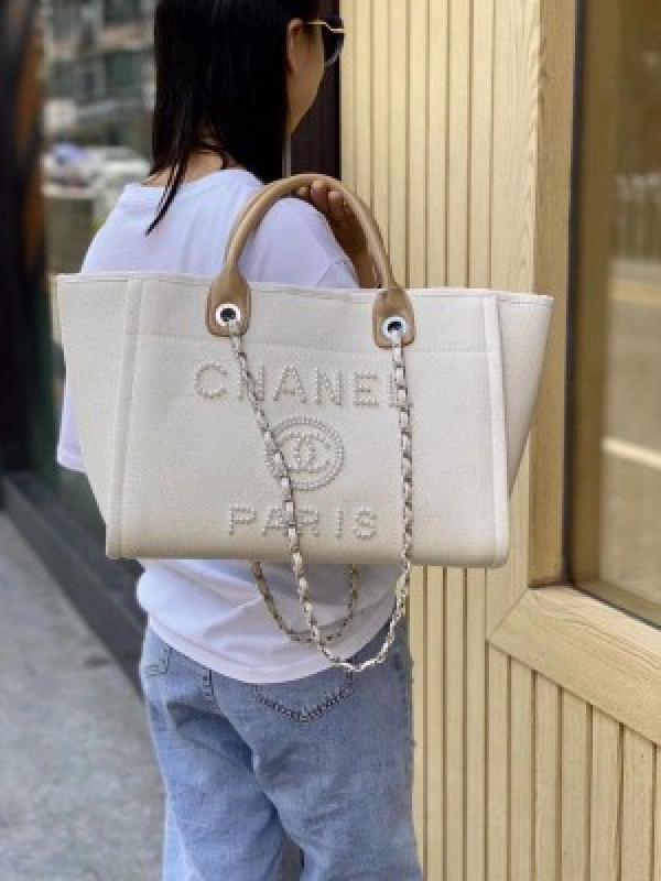 CN deauville pearl canvas tote bag black