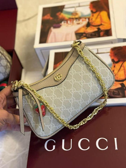 GCi ophidia shoulder bag with cherry zip double box red box packing(carry bag)