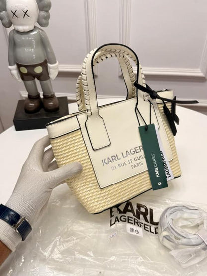 KL Lagerfeld Small guillaume raffia Leather Totebag