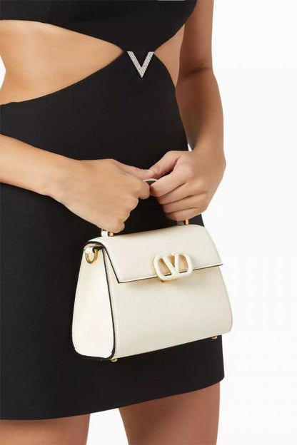 Val White Sling Shoulder Bag With Dust Cover