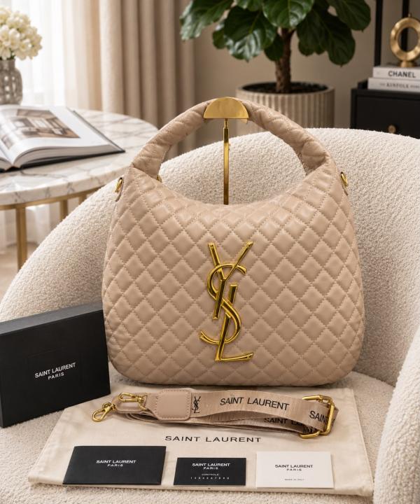 Saint Icare Quilted Nappa Hobo Shoulder Tote Bag