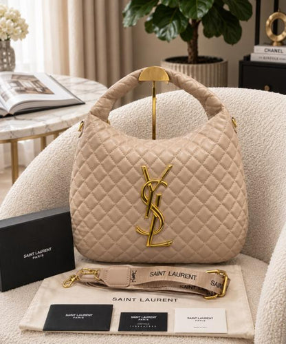 Saint Icare Quilted Nappa Hobo Shoulder Tote Bag
