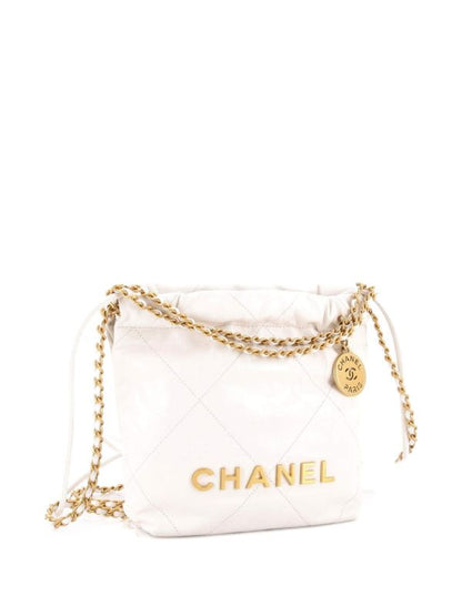 CN pre owned Chain Hobo Quilted Calfskin Mini crossbody bag with premium quality box