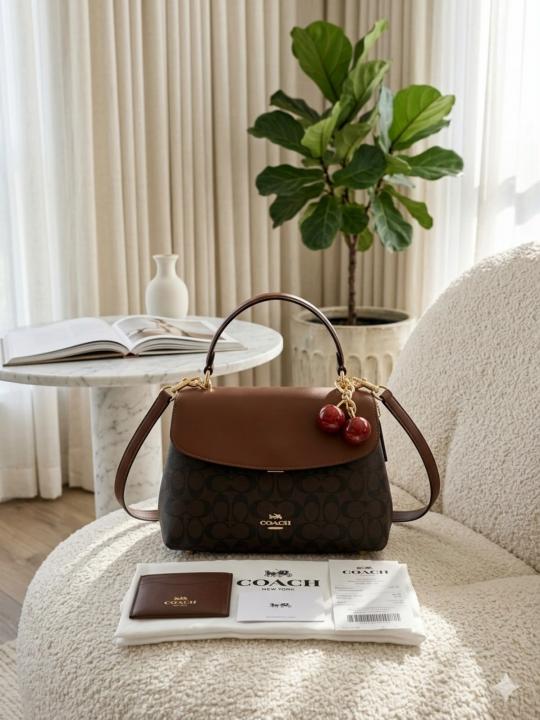 CH EMORY HANDLE BAG WITH CHERRY CHARM AND PREMIUM QUALITY BOX