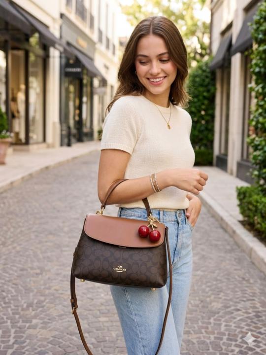 CH EMORY HANDLE BAG WITH CHERRY CHARM AND PREMIUM QUALITY BOX