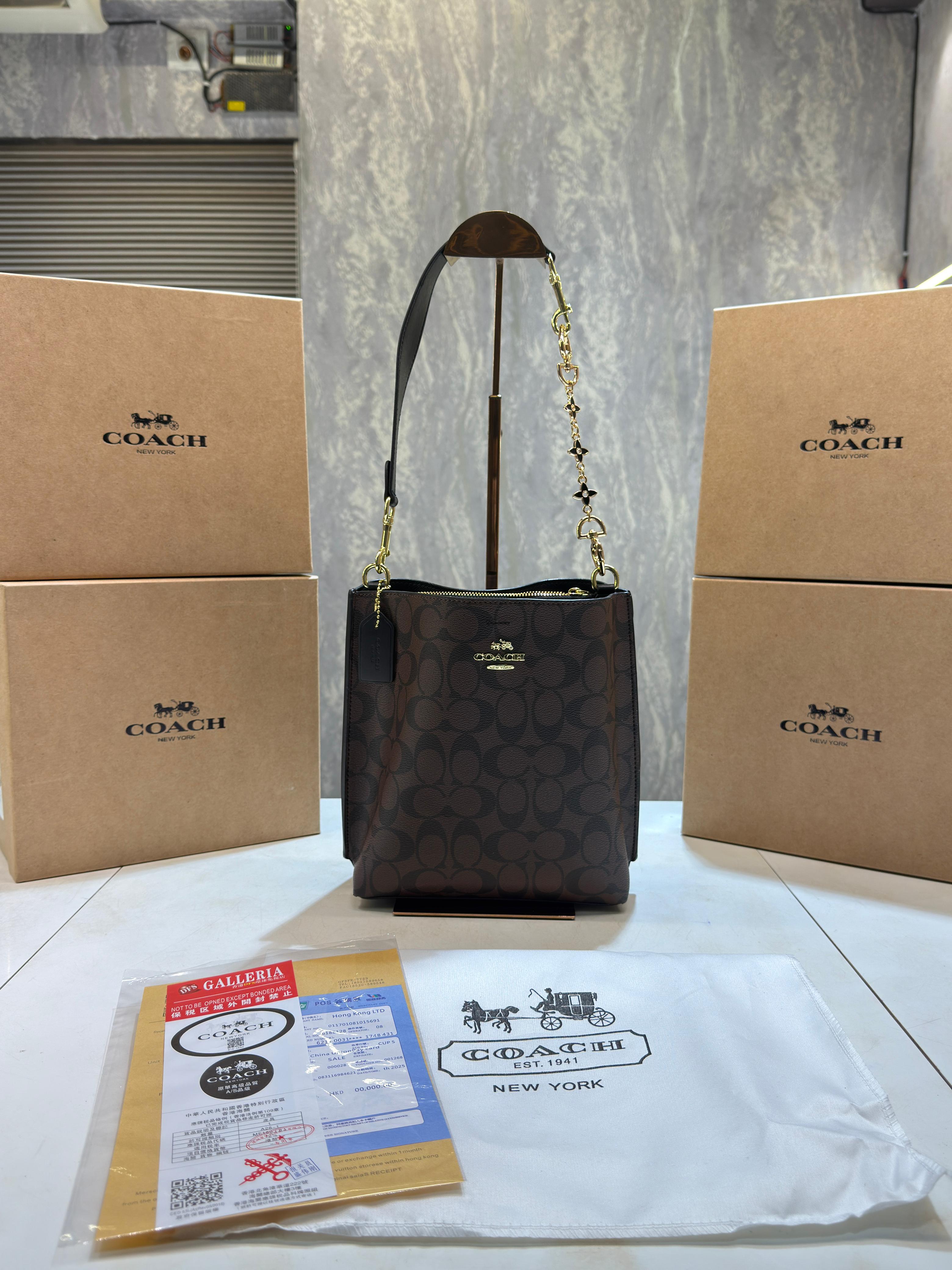 CH mollie signature bucket bag with extra long sling and carry bag