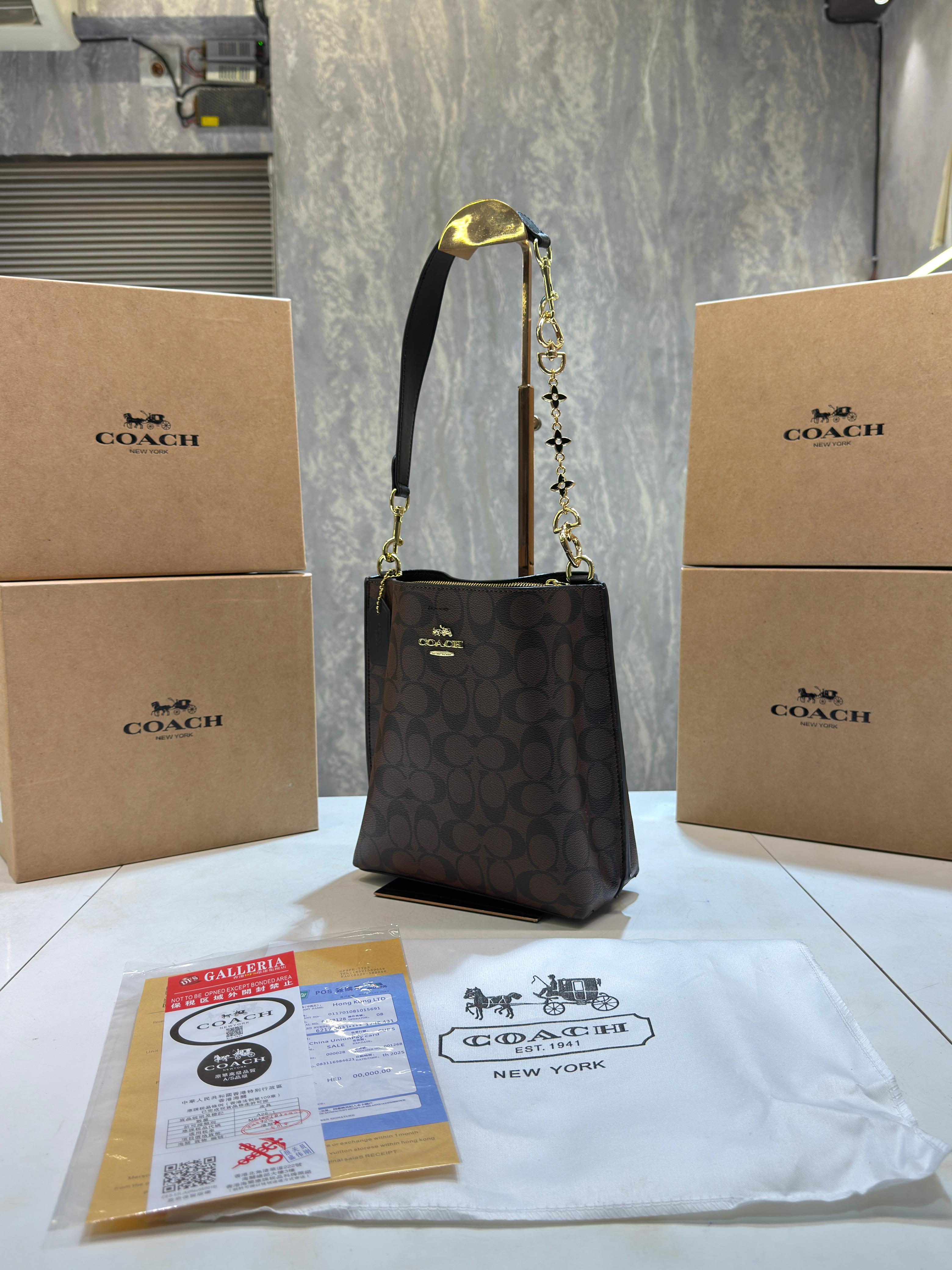 CH mollie signature bucket bag with extra long sling and carry bag