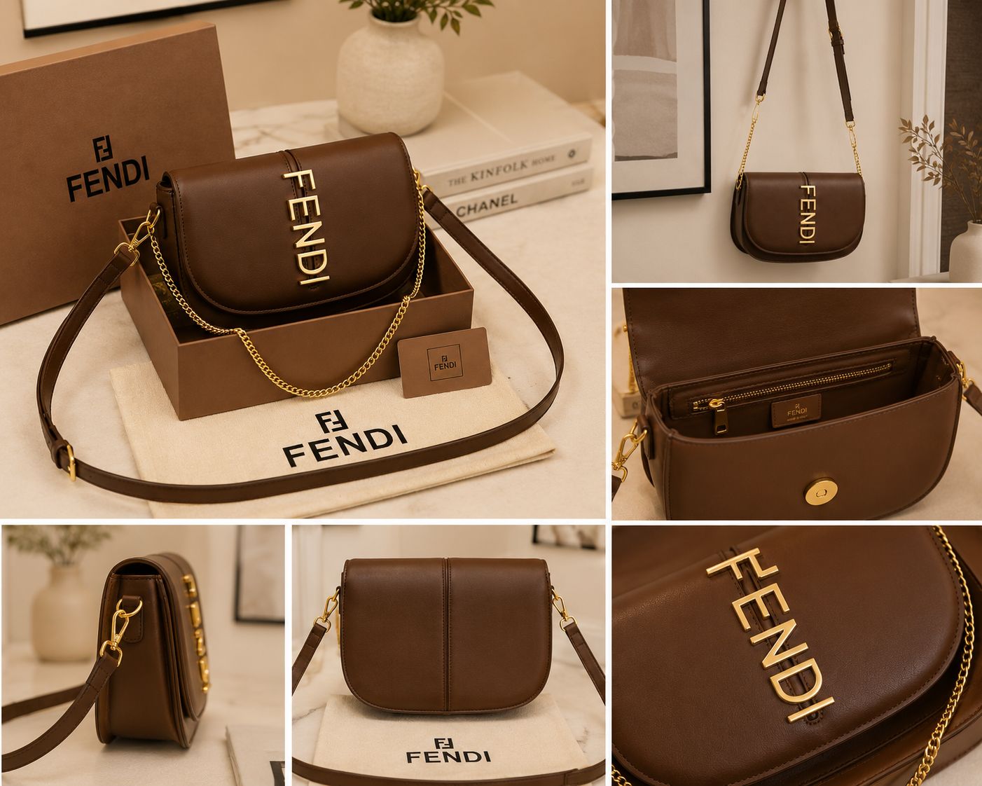 FDi graphy and iconic metal lettering Bag with Box premium quality