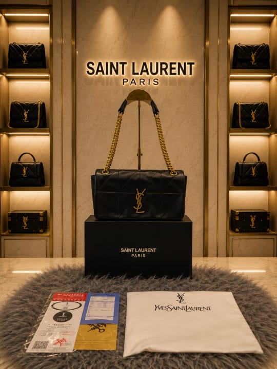 Saint Medium Monogram Satchel with box