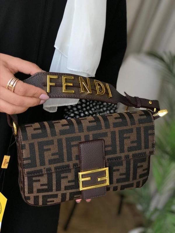 FD Baguette Jacquard FF fabric Bag Brown With box