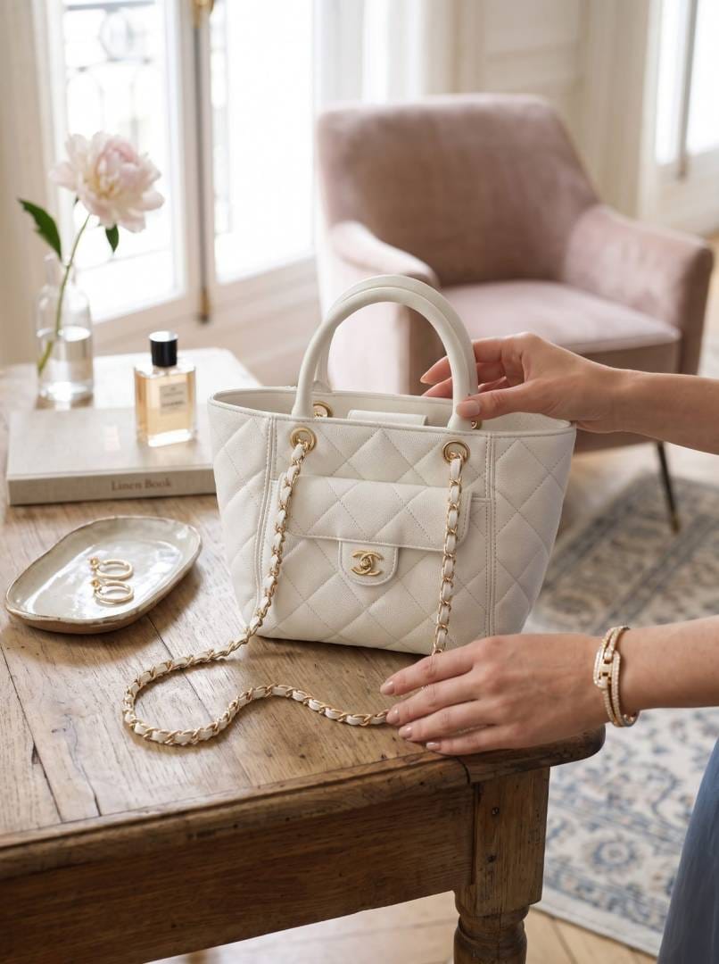 CN Top Handle Quilted Tote Bag with preimum quality box